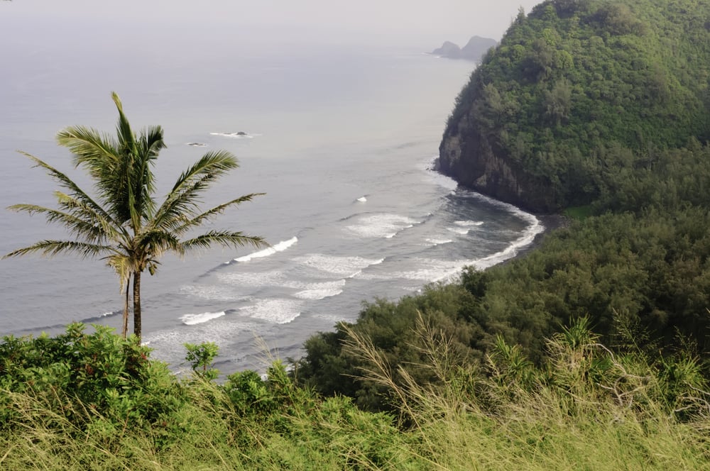 Coastal view near Pololu Valley lookout on northwest side of Big Island of Hawaii